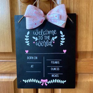 Hand Crafted Birth Announcement Sign
